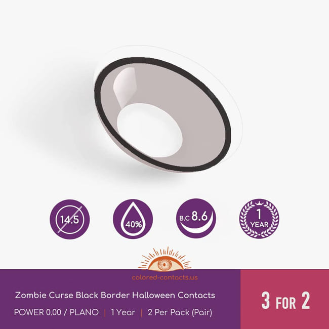 Zombie Curse Black Border Halloween Contacts