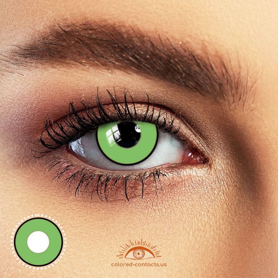 Pure Green With Black Border Halloween Contacts - Ccus Eyewear · Premium Colored Contacts Pure Green With Black Border Halloween Contacts