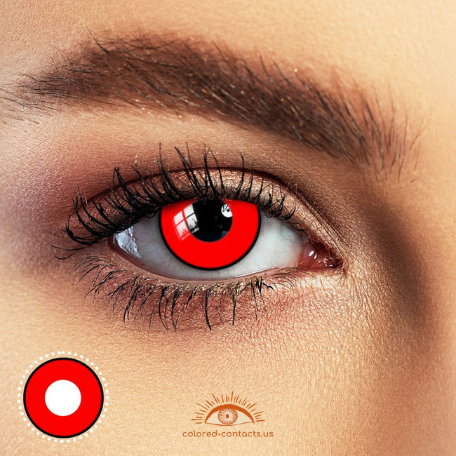 Red Halloween Contacts: Vampire &Amp; Demon Lenses - Ccus Eyewear · Premium Colored Contacts Pure Red With Black Border Halloween Contacts