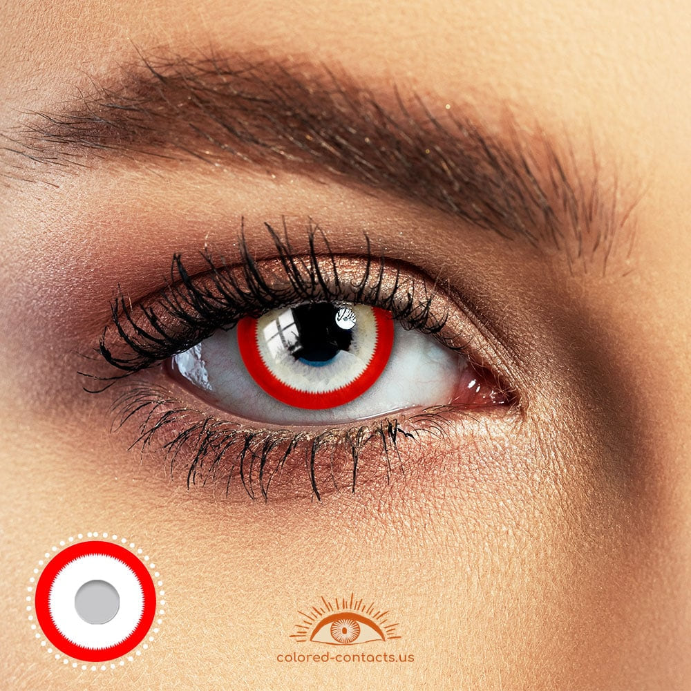 Red And White Gear Eye Colored Contact Lenses