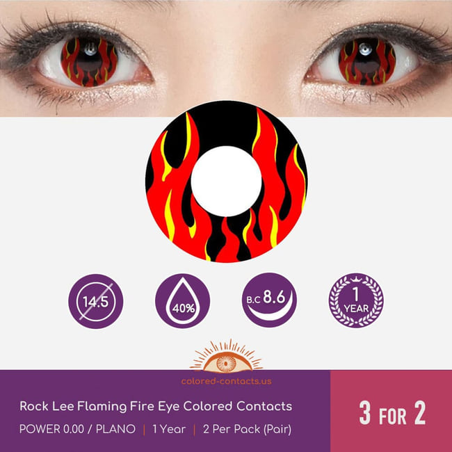 Rock Lee Flaming Fire Eye Colored Contacts