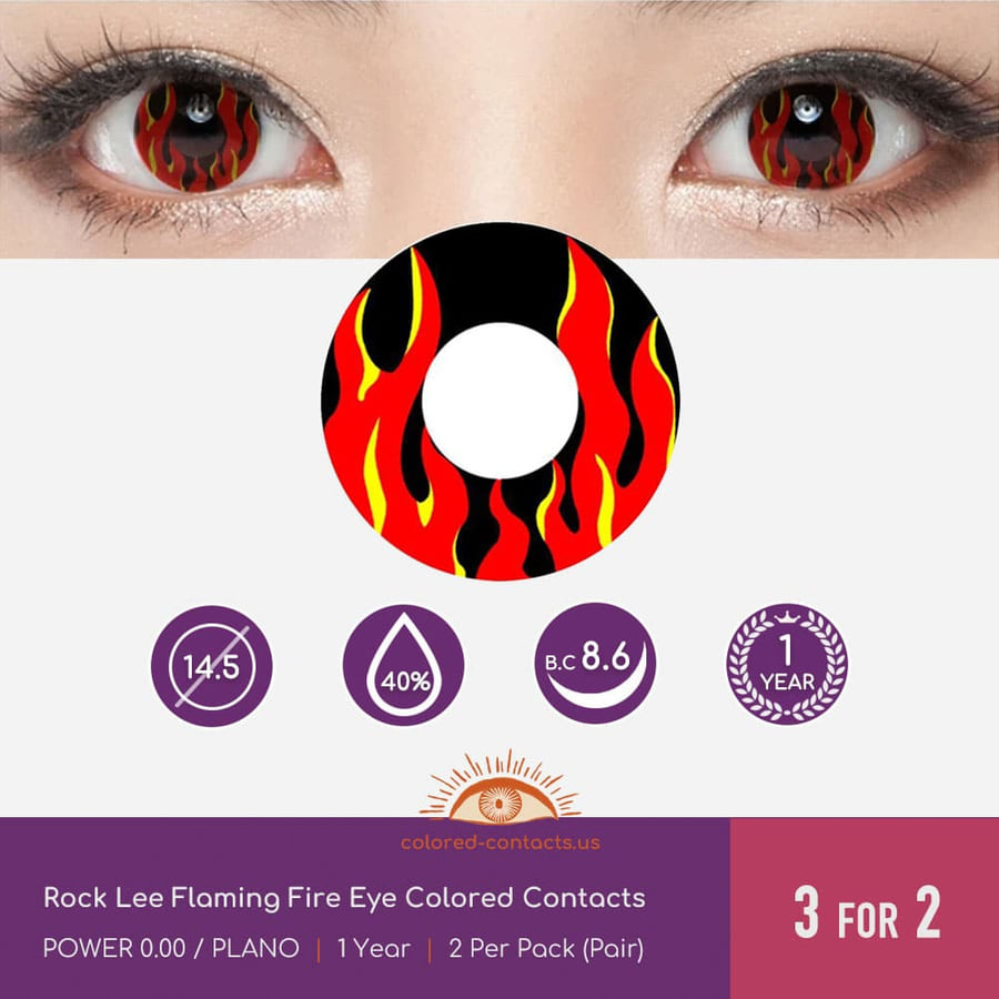 Rock Lee Flaming Fire Eye Colored Contacts