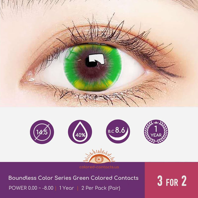 Boundless Color Series Green Colored Contacts - Ccus Eyewear · Premium Colored Contacts Boundless Color Series Green Colored Contacts