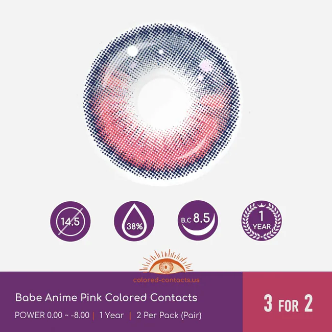 Babe Anime Pink Colored Contacts - Ccus Eyewear · Premium Colored Contacts Babe Anime Pink Colored Contacts