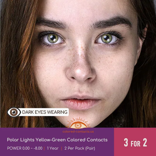 Polar Lights Yellow-Green Colored Contacts