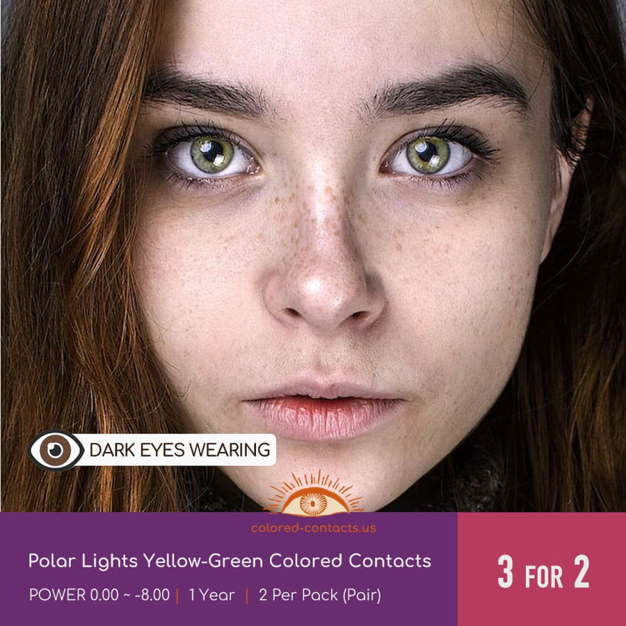Polar Lights Yellow-Green Colored Contacts - Ccus Eyewear · Premium Colored Contacts Polar Lights Yellow-Green Colored Contacts