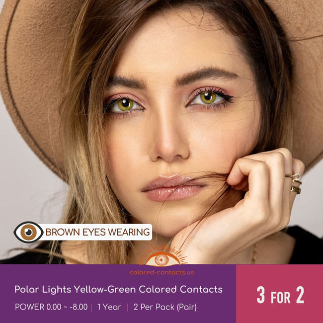 Polar Lights Yellow-Green Colored Contacts - Ccus Eyewear · Premium Colored Contacts Polar Lights Yellow-Green Colored Contacts