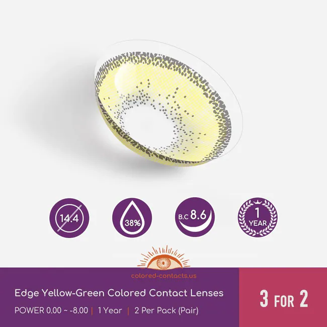 Edge Yellow-Green Colored Contact Lenses