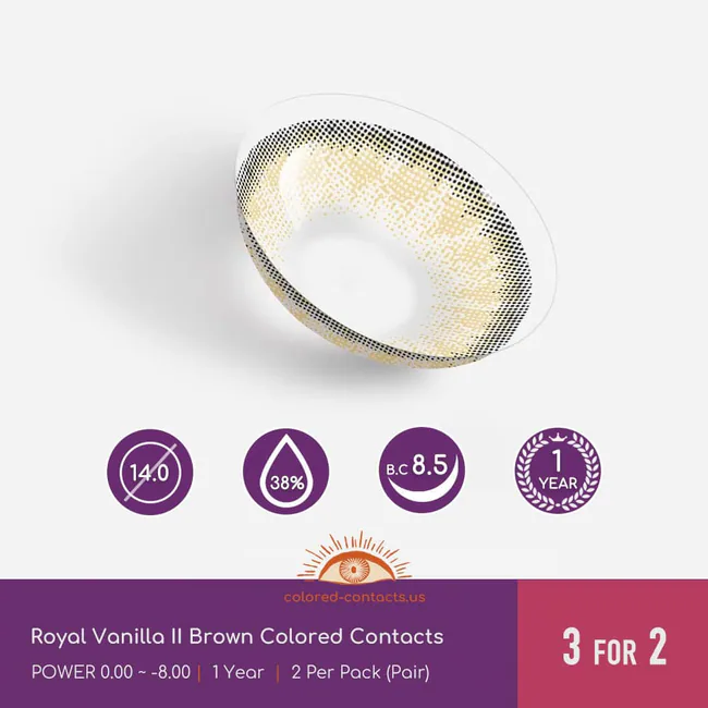 Royal Vanilla Ii Brown Colored Contacts
