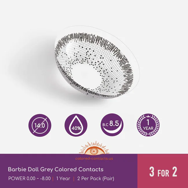 Barbie Doll Grey Colored Contacts - Ccus Eyewear · Premium Colored Contacts Barbie Doll Grey Colored Contacts
