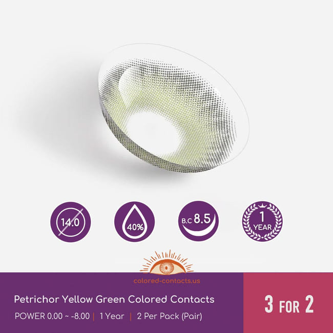 Petrichor Yellow Green Colored Contacts - Ccus Eyewear · Premium Colored Contacts Petrichor Yellow Green Colored Contacts
