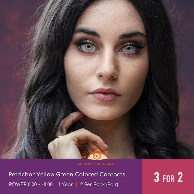 Petrichor Yellow Green Colored Contacts - Ccus Eyewear · Premium Colored Contacts Petrichor Yellow Green Colored Contacts