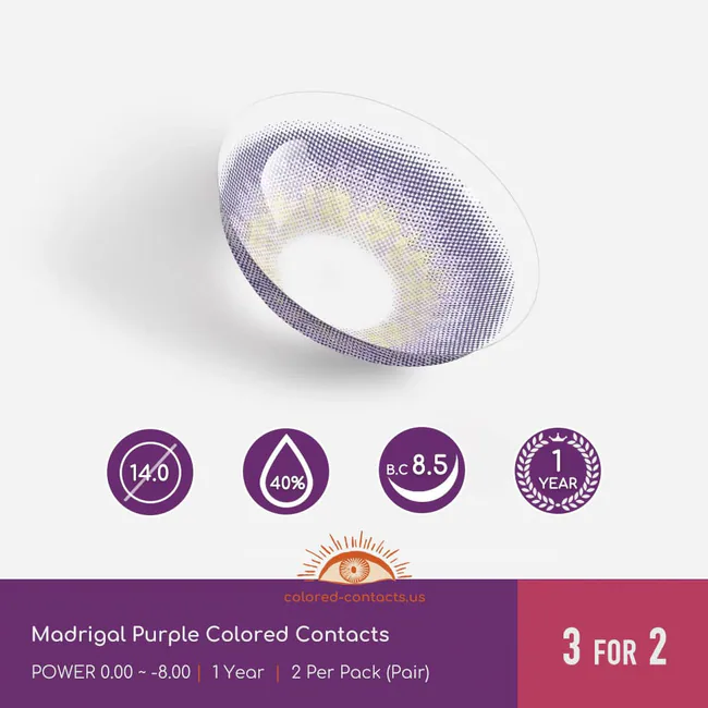 Madrigal Purple Colored Contacts - Ccus Eyewear · Premium Colored Contacts Madrigal Purple Colored Contacts
