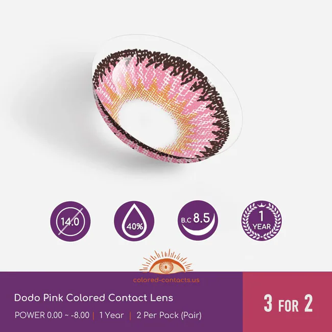 Dodo Pink Colored Contact Lens - Ccus Eyewear · Premium Colored Contacts Dodo Pink Colored Contact Lens