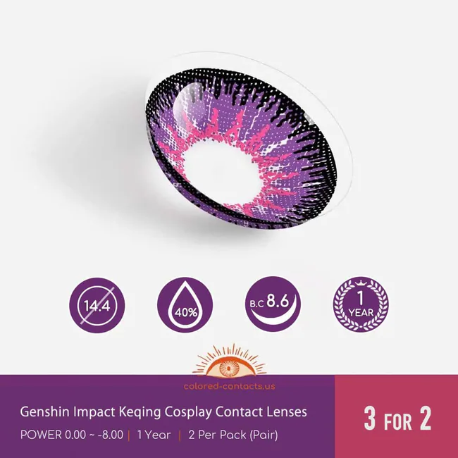 Gi : Keqing Cosplay Contact Lenses - Ccus Eyewear · Premium Colored Contacts Genshin Impact Keqing Cosplay Contact Lenses