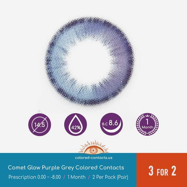 Comet Glow Purple Grey Colored Contacts - Ccus Eyewear · Premium Colored Contacts Comet Glow Purple Grey Colored Contacts