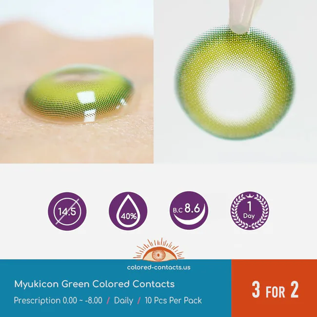 Myukicon Green Colored Contacts - 10Pcs - Ccus Eyewear · Premium Colored Contacts Myukicon Green Colored Contacts