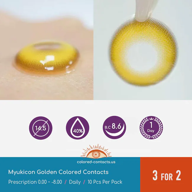 Myukicon Golden Colored Contacts - 10Pcs - Ccus Eyewear · Premium Colored Contacts Myukicon Golden Colored Contacts