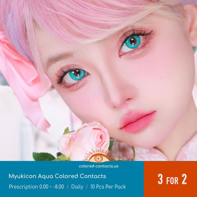 Myukicon Aqua Colored Contacts - 10Pcs - Ccus Eyewear · Premium Colored Contacts Myukicon Aqua Colored Contacts