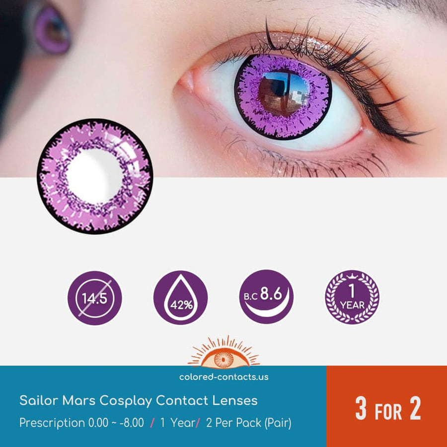 Sailor Mars Cosplay Contact Lenses - Ccus Eyewear · Premium Colored Contacts Sailor Mars Cosplay Contact Lenses