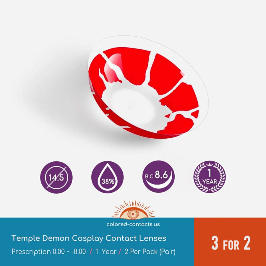 Temple Demon Cosplay Contact Lenses - Ccus Eyewear · Premium Colored Contacts Demon Slayer Temple Demon Cosplay Contact Lenses