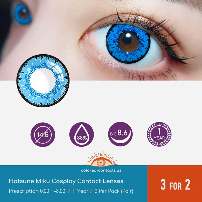 Hatsune Miku Cosplay Contact Lenses - Ccus Eyewear · Premium Colored Contacts Hatsune Miku Cosplay Contact Lenses