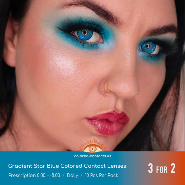 Gradient Star Blue Colored Contact Lenses - Ccus Eyewear · Premium Colored Contacts Gradient Star Blue Colored Contact Lenses