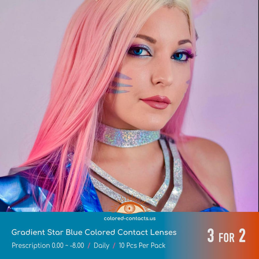 Gradient Star Blue Colored Contact Lenses - Ccus Eyewear · Premium Colored Contacts Gradient Star Blue Colored Contact Lenses