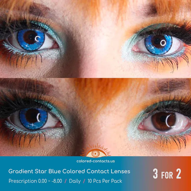 Gradient Star Blue Colored Contact Lenses