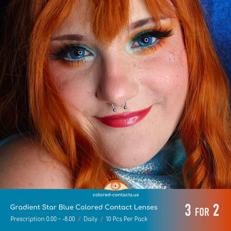 Gradient Star Blue Colored Contact Lenses - Ccus Eyewear · Premium Colored Contacts Gradient Star Blue Colored Contact Lenses