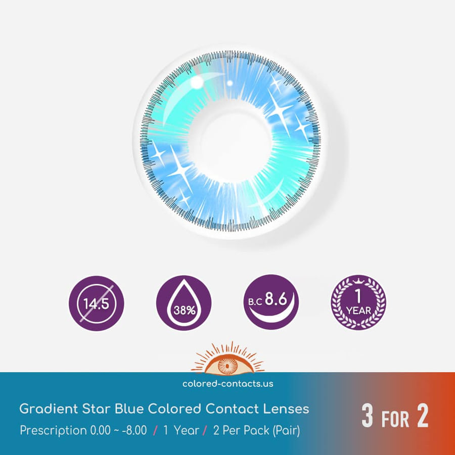 Gradient Star Blue Colored Contact Lenses - Ccus Eyewear · Premium Colored Contacts Gradient Star Blue Colored Contact Lenses
