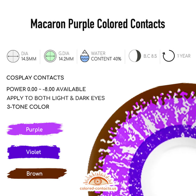 Macaron Purple Colored Contact Lenses