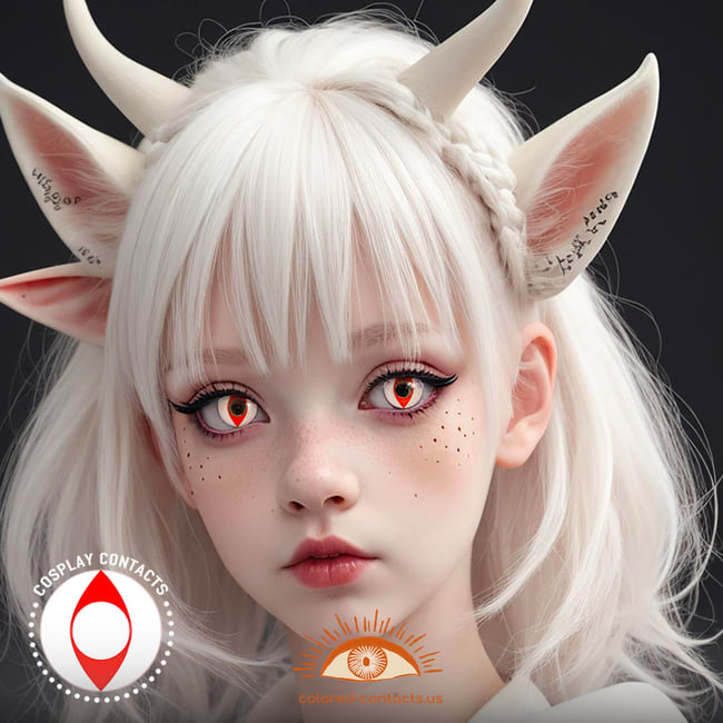 Red Halloween Contacts: Vampire &Amp; Demon Lenses - Ccus Eyewear · Premium Colored Contacts White Red Cat Eye Contacts - White Red Cat Eye Contacts
