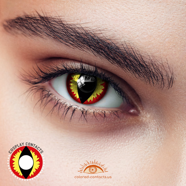 Yellow Red Cat Eye Contacts
