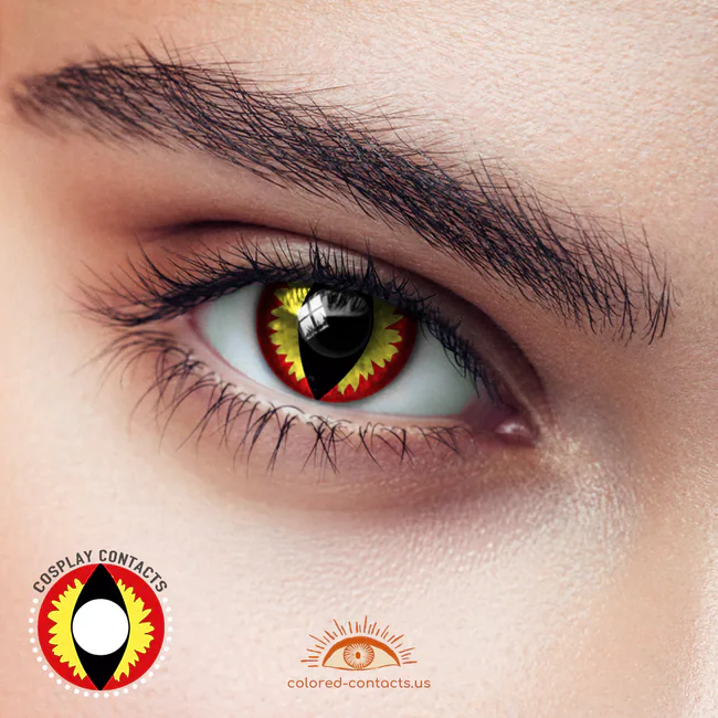 Yellow Red Cat Eye Contacts