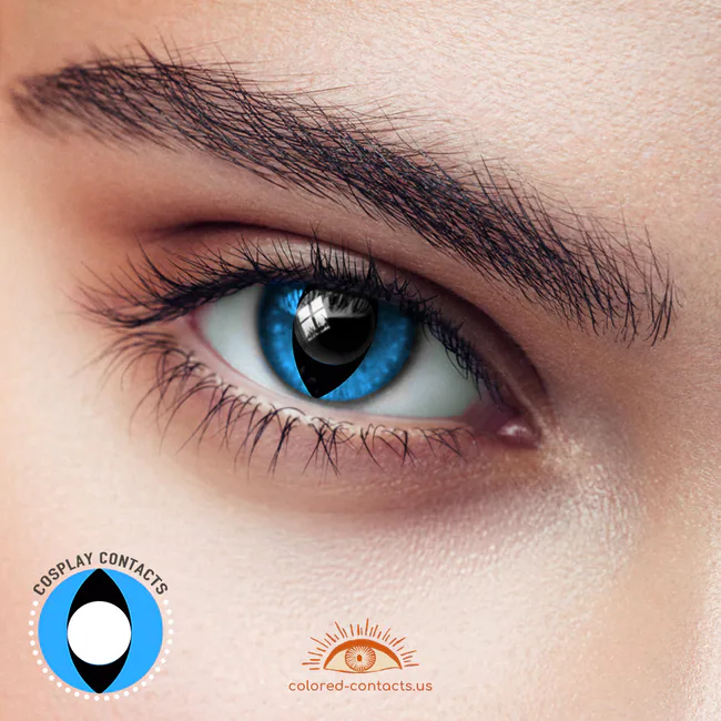 Yellow White Cat Eye Contacts - Blue Cat Eye Contacts 1