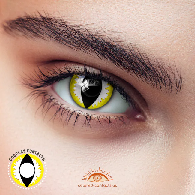 Yellow White Cat Eye Contacts