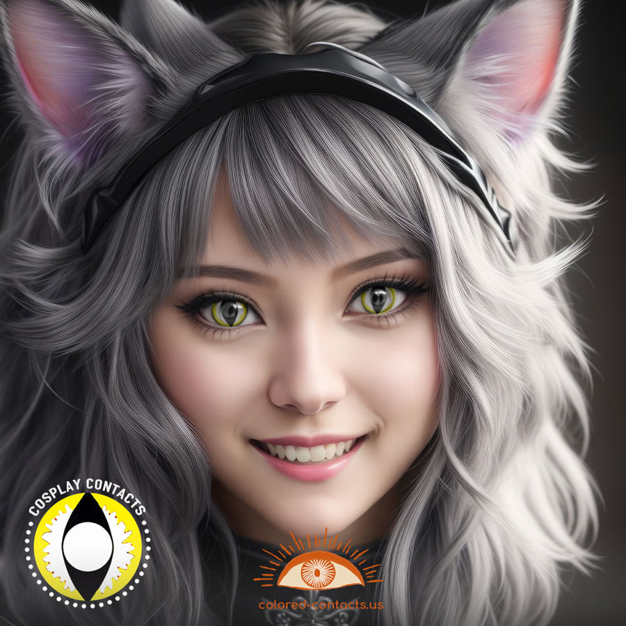 Yellow White Cat Eye Contacts