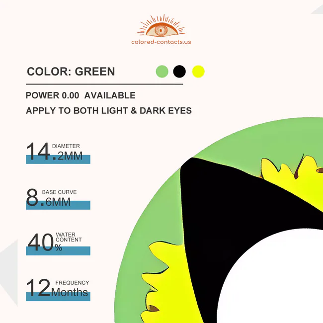 Yellow Green Cat Eye Contacts - Ccus Eyewear · Premium Colored Contacts Yellow Green Cat Eye Contacts
