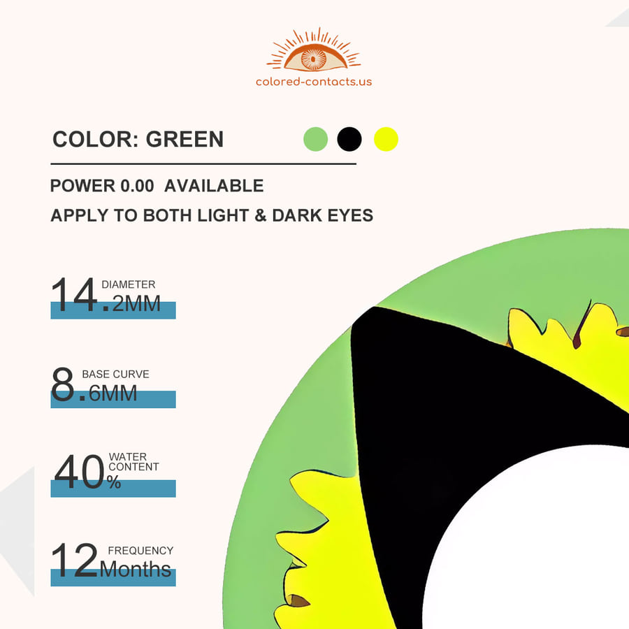 Yellow Green Cat Eye Contacts - Ccus Eyewear · Premium Colored Contacts Yellow Green Cat Eye Contacts
