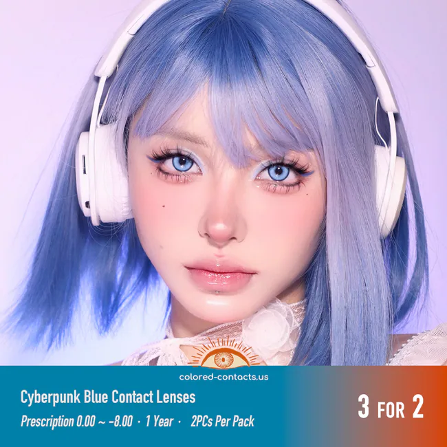 Cyberpunk Blue Contact Lenses - Ccus Eyewear · Premium Colored Contacts Cyberpunk Blue Contact Lenses