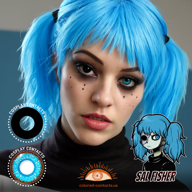 Sal Fisher Cosplay Blue And Black Contact Lenses