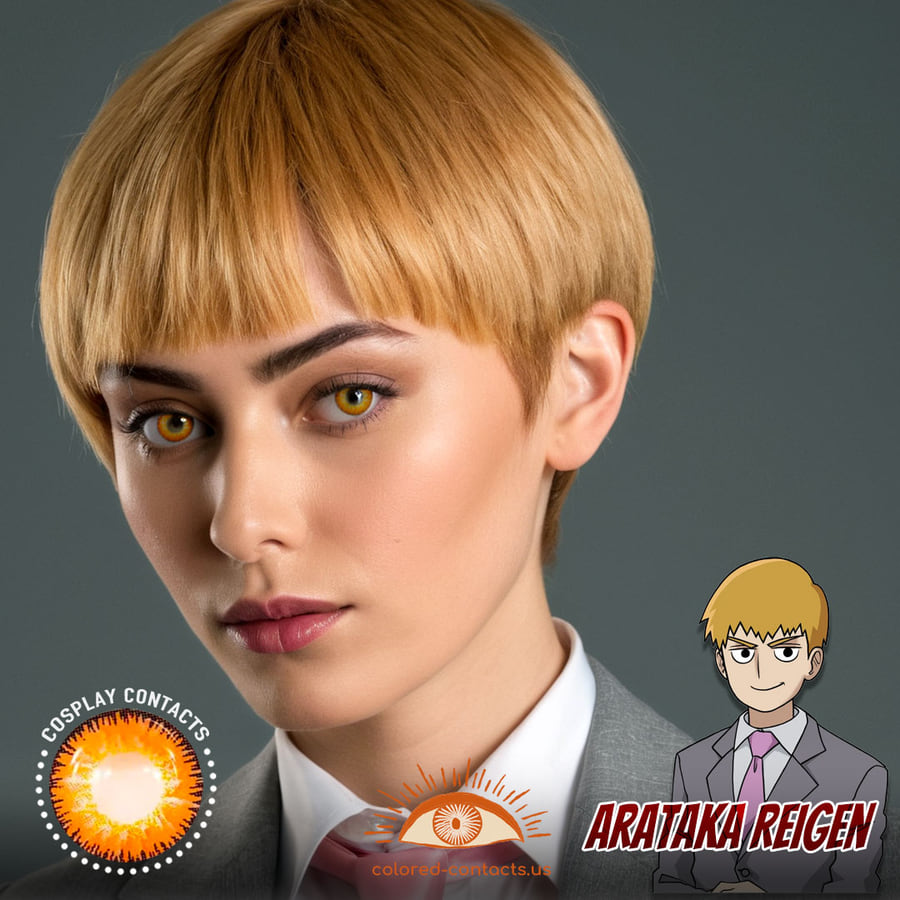Mp100 : Arataka Reigen Cosplay Wig - Ccus Eyewear · Premium Colored Contacts Arataka Reigen Cosplay Brown Contact Lenses