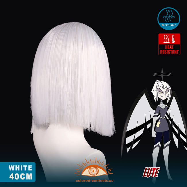 Hazbin Hotel: Lute Cosplay Wig - Lute Cosplay Wig White Rear