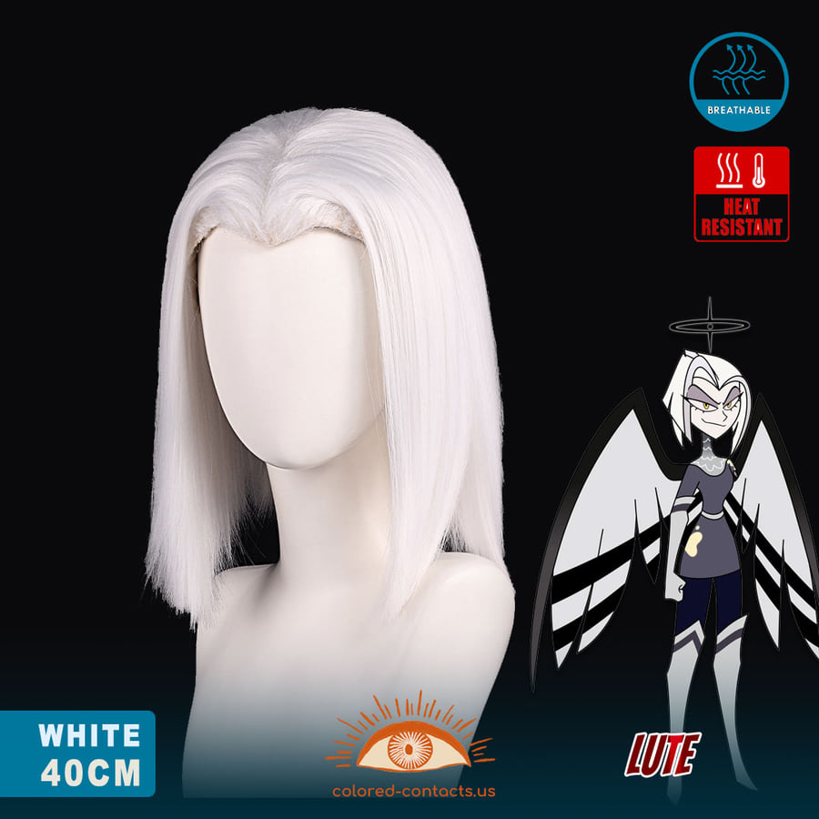 Hazbin Hotel: Lute Cosplay Wig - Lute Cosplay Wig White Side
