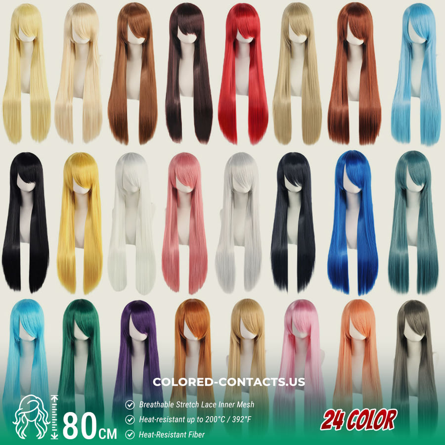 24-Color Versatile Cosplay Wig (80Cm-Length)