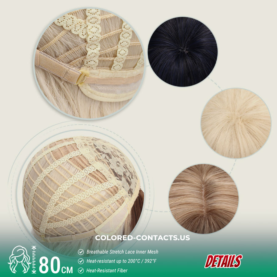 24-Color Versatile Cosplay Wig (80Cm-Length) - Wig Details
