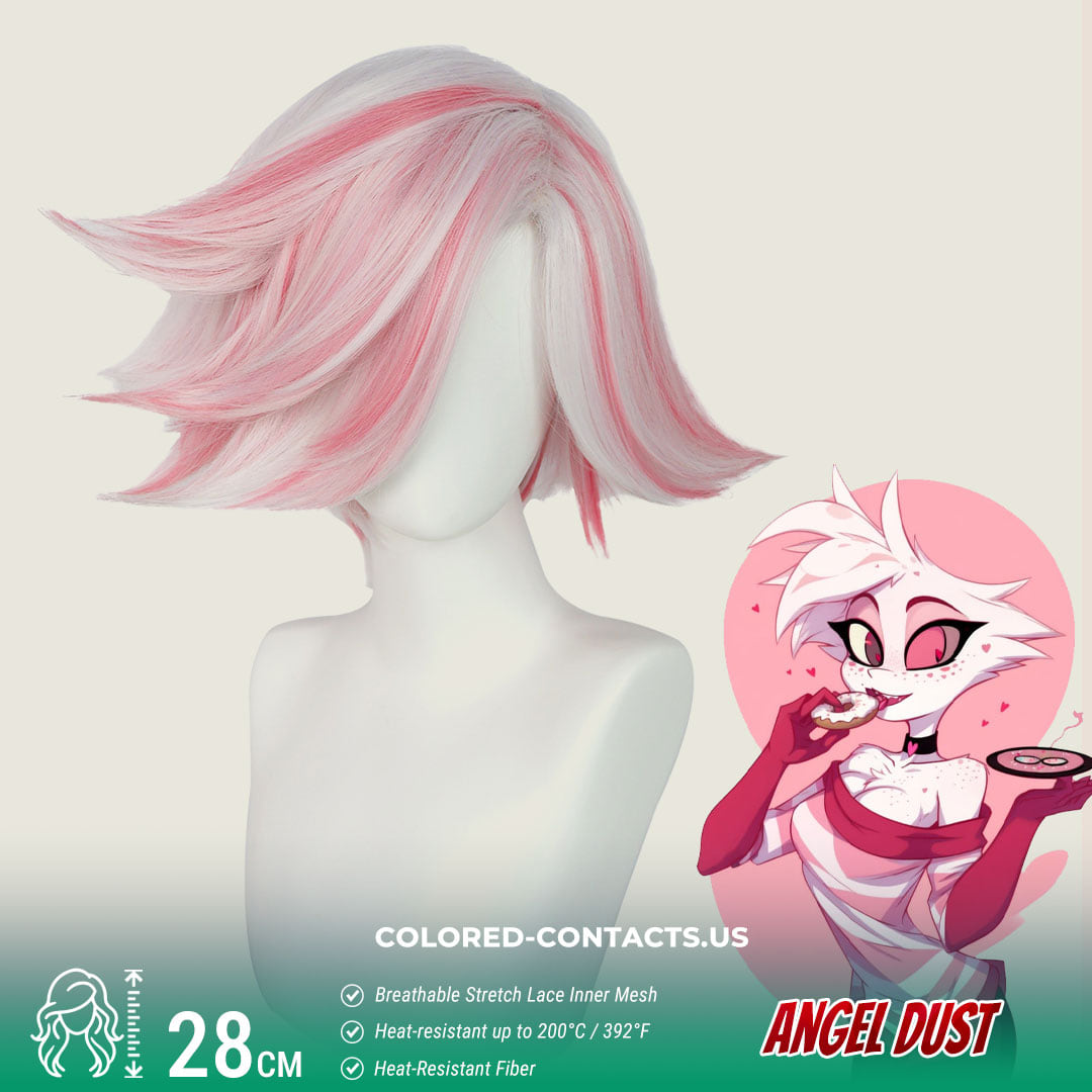 Angel Dust Cosplay Wig - Pink And White Wig - Ccus Eyewear · Premium Colored Contacts Angel Dust Cosplay Wig - Pink And White Wig