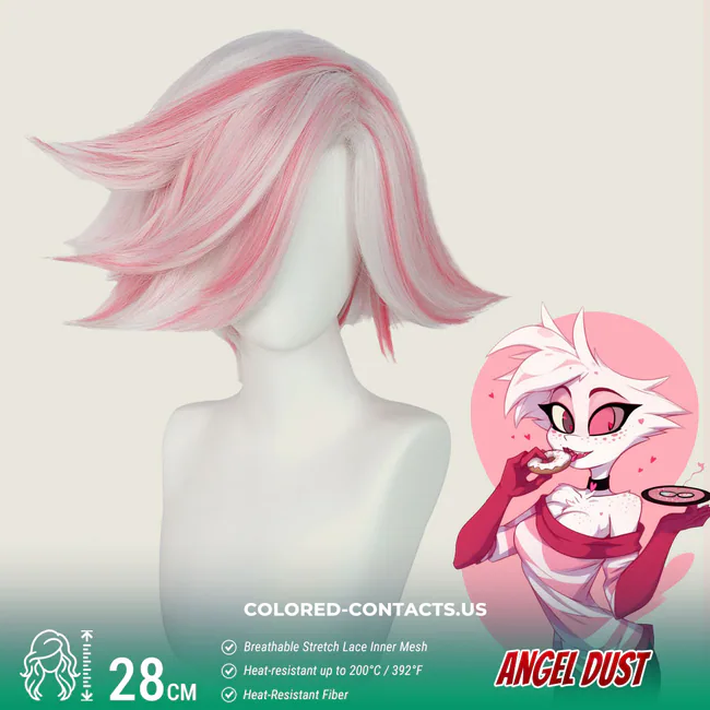 Angel Dust Cosplay Wig - Pink And White Wig