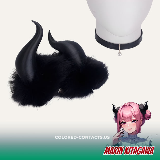Marin Kitagawa Black Lily Demon Horns & Choker Set